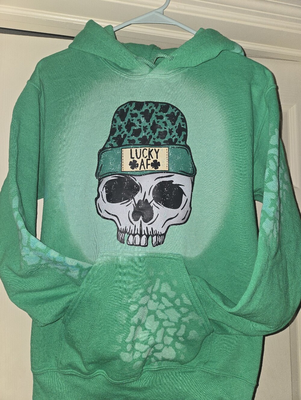 Customized Skull Lucky AF Fleece Pullover Hoodie
